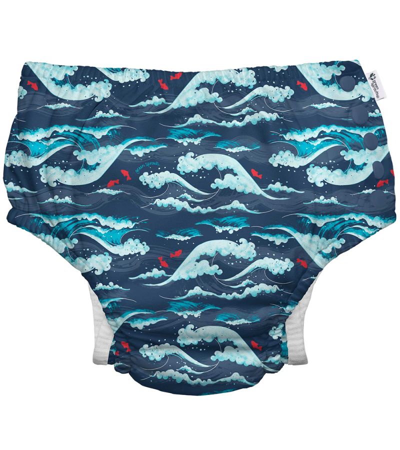 Μαγιό - πάνα GREEN SPROUTS Eco Snap Swim Diaper Navy Tidal Waves GS-701058-690