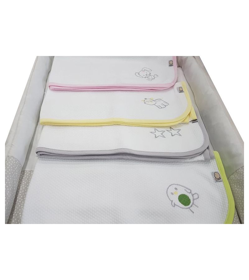 Πάνα αγκαλιάς FIGLIO BINO ζακάρ 38-02 Λευκό με Μέντα Φάλαινα (80x75)