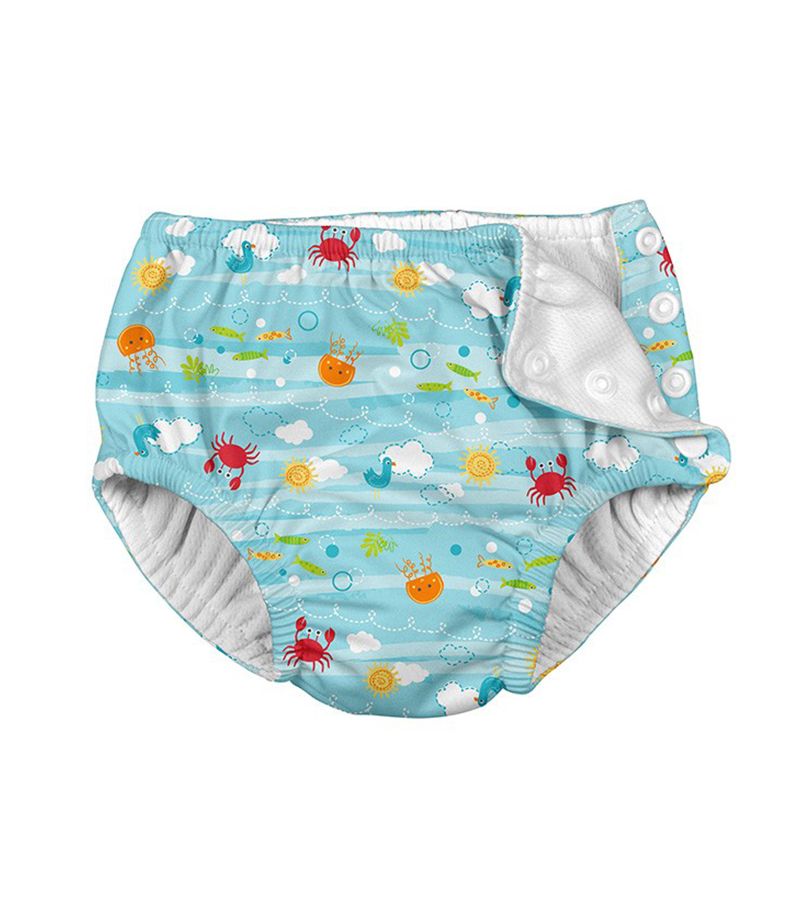 Μαγιό - πάνα I PLAY Snap Reusable Absorbent Swim Diaper Light Aqua Sea Friends IP-10097-4AGO