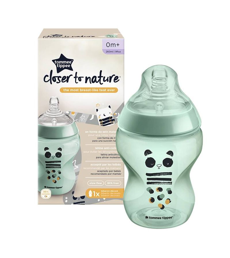 Πλαστικό Μπιμπερό Closer to nature μικρής ροής 260ml Panda TOMMEE TIPPEE 0m+ 42250105