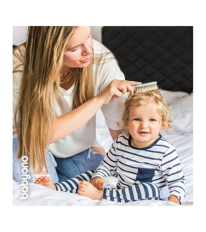 Μαλακή φυσική βούρτσα και χτένα BABYONO, χρώμα ανοιχτό ροζ