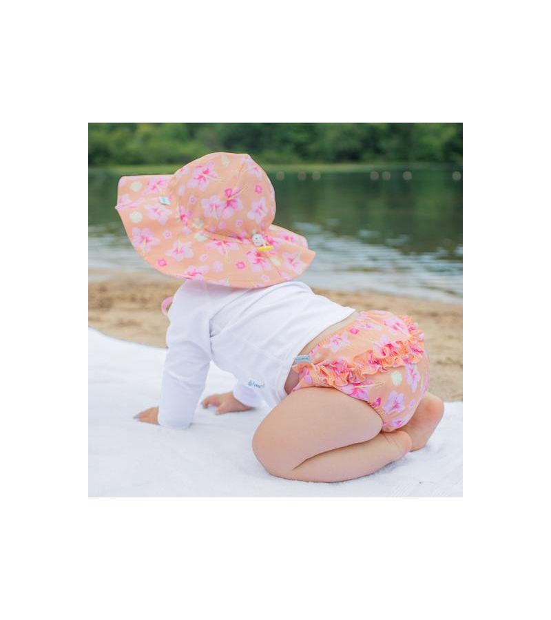 Μαγιό - πάνα I PLAY Ruffle Snap Reusable Absorbent Swimsuit Diaper White Wildflowers