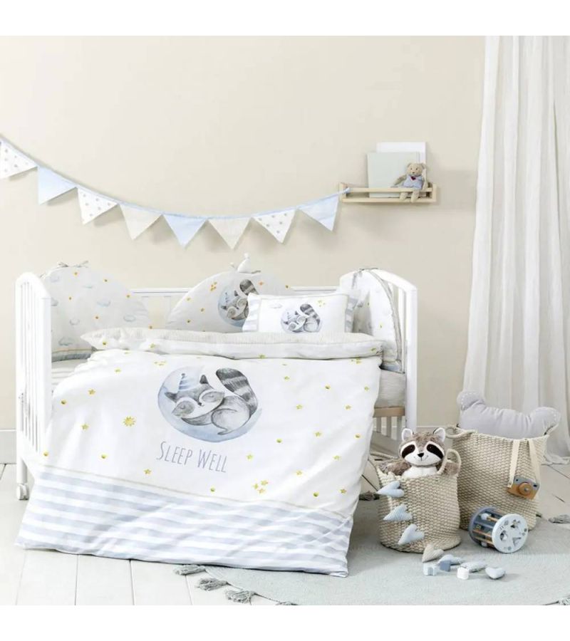 Σετ σεντόνια κούνιας με Λάστιχο 70x140+15 ΝΙΜΑ Sleepy Racoon 34828