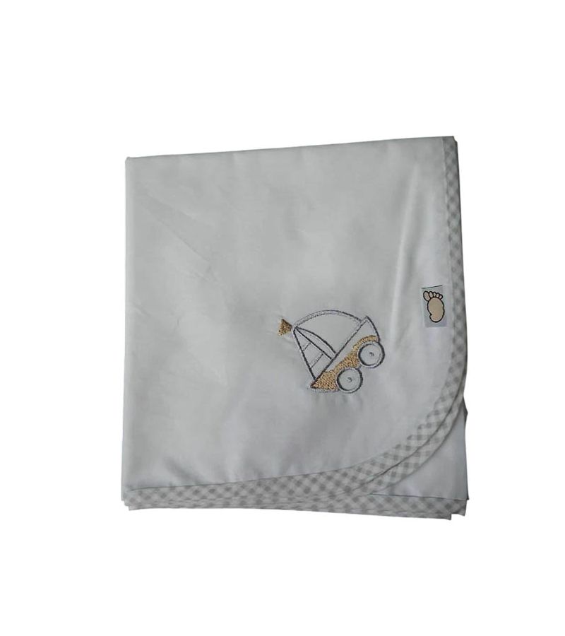 Πάνα αγκαλιάς FIGLIO BINO χασές με κέντημα 35-04 Γκρι Καράβι(80x80)