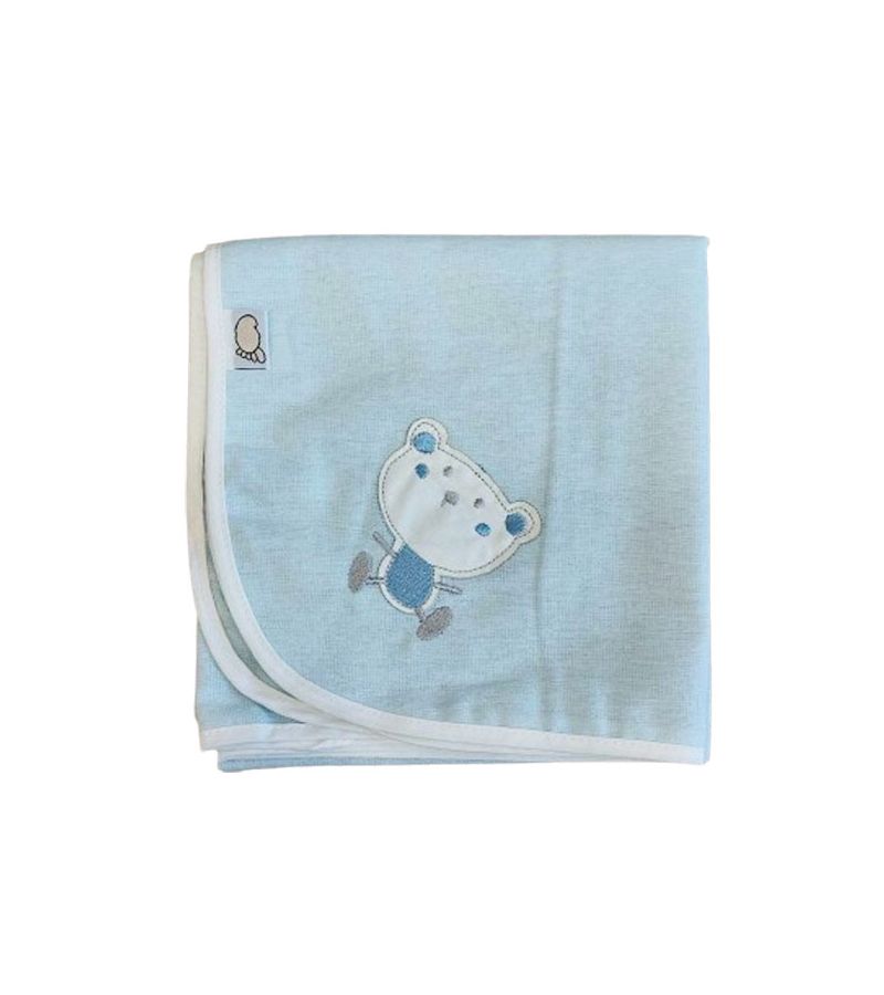 Πάνα αγκαλιάς FIGLIO BINO φανέλα 35-12 γαλάζιο αρκούδι(80x80)