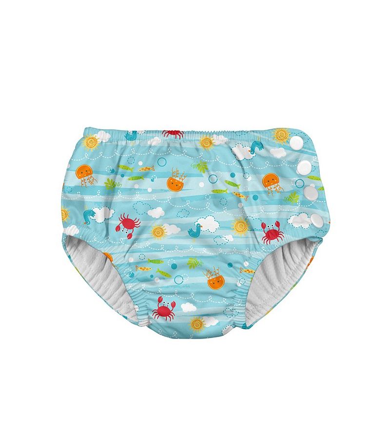 Μαγιό - πάνα I PLAY Snap Reusable Absorbent Swim Diaper Light Aqua Sea Friends IP-10097-4AGO