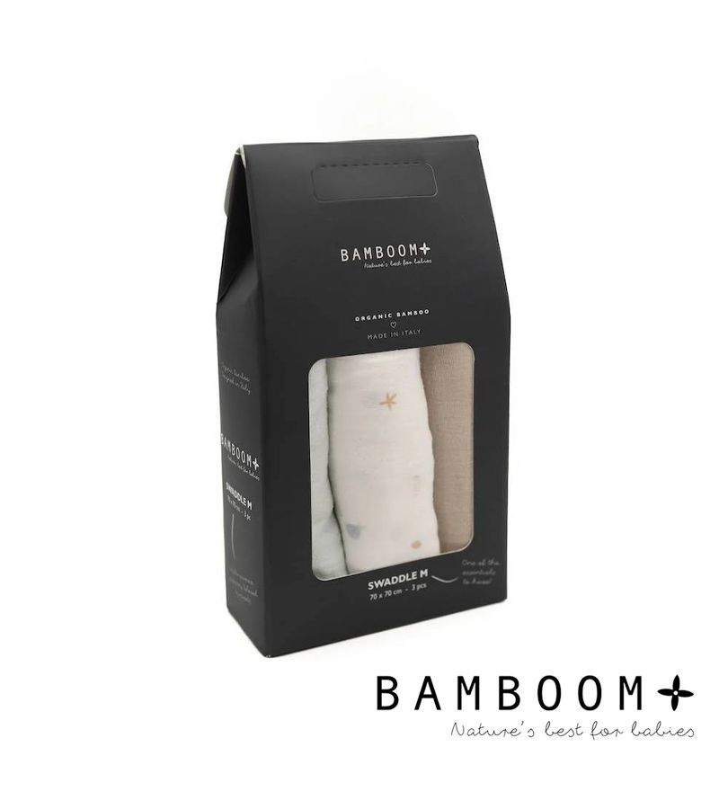 Μουσελίνες 3τμχ από οργανικό μπαμπού BAMBOOM Print Sealife 70x70cm 930326