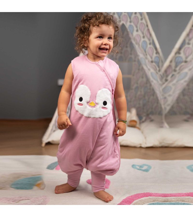 BABY BLISS Χειμωνιάτικος Υπνόσακος με πόδια BlissJump 2.5 tog Penguin Pink 6-18 μηνών BLISS-JMP-0004