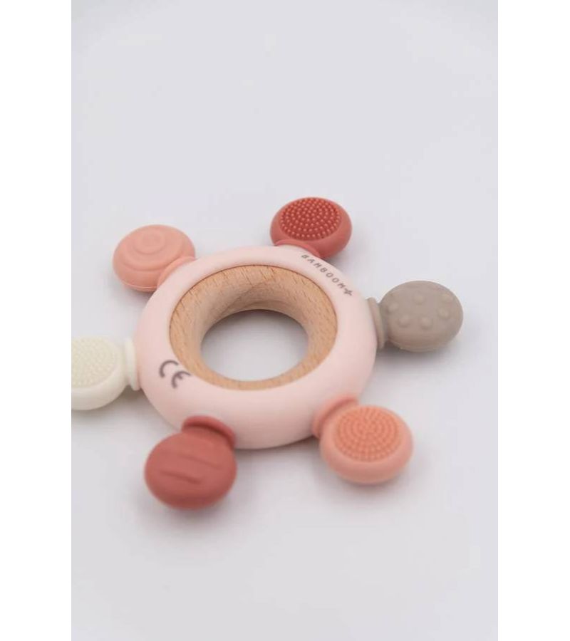 Μασητικός Δακτύλιος Οδοντοφυίας BAMBOOM Wood N Silicone Rosa CAC0053-04