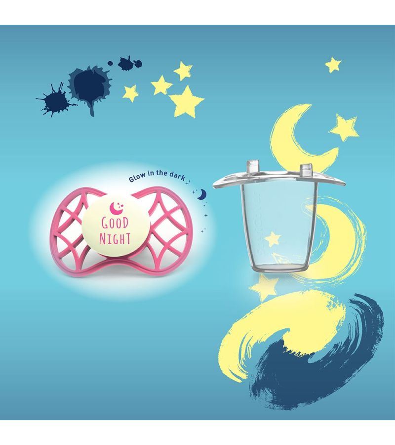 Ορθοδοντική Πιπίλα σιλικόνης νυχτός με προστατευτικό κάλυμμα θηλής 6m+ NUVITA 7084 Air55 Glow Marsala NU-ALPF0064