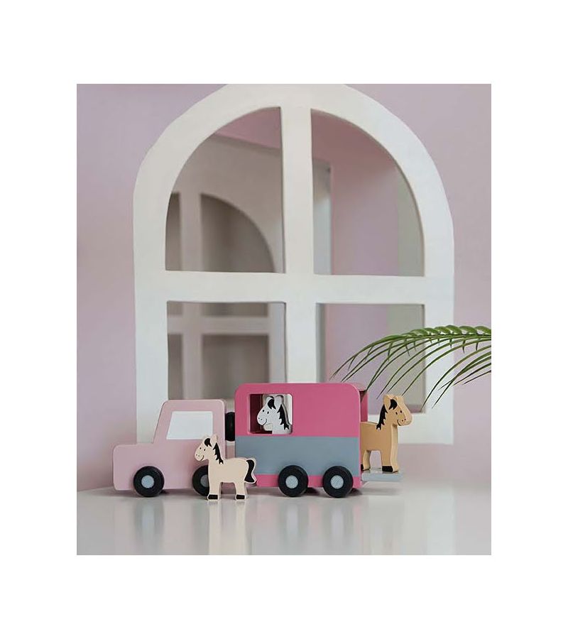 Jabadabado Ξύλινο Φορτηγάκι μεταφοράς αλόγων JB-W7170