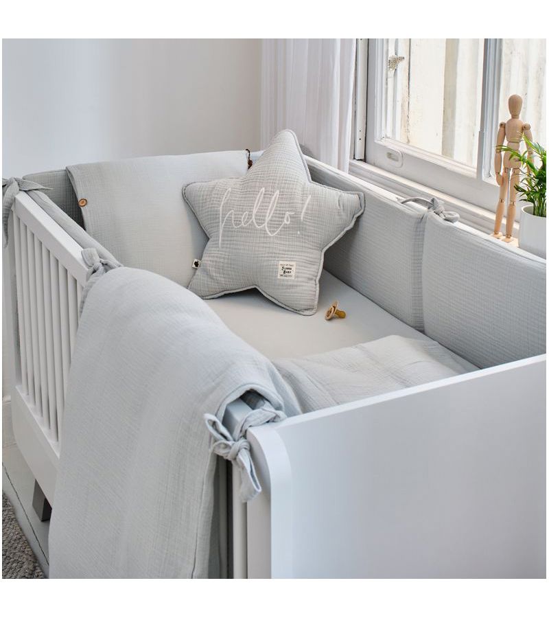 Σετ προίκας μωρού Μουσελίνα FUNNA BABY Dove Grey (σετ παπλωματοθήκης + κουνουπιέρα + πάντα)