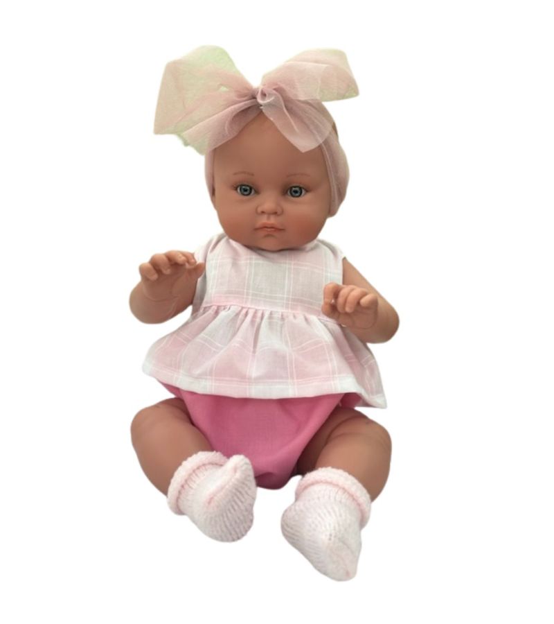 MAGIC BABY Κούκλα Alicia με φούξια-λευκό ρούχο και μεγάλο φιόγκο 45εκ. MB46721