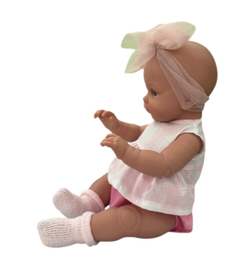 MAGIC BABY Κούκλα Alicia με φούξια-λευκό ρούχο και μεγάλο φιόγκο 45εκ. MB46721