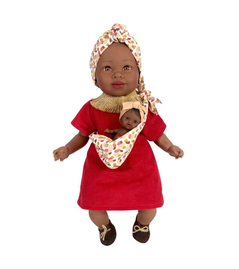 NINES D\'ONIL Alika με φορεματάκι και μωράκι σε μάρσιπο Κόκκινο 45εκ. NDO-2320