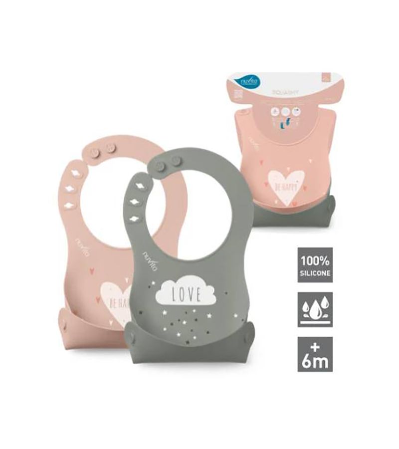 Σαλιάρες Σιλικόνης Roll Up σετ 2 τμχ NUVITA 4370 Pink-Green NU-PPPL0144