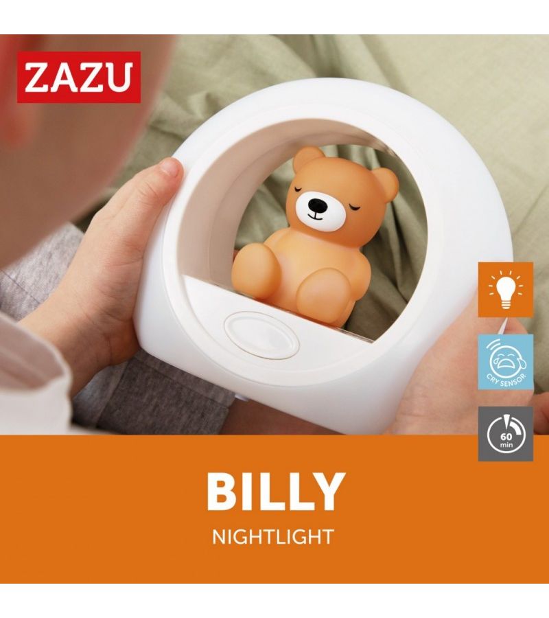 Billy Αρκουδάκι Παιδικό Φως νυκτός με ηχητικό αισθητήρα ZAZU Camel