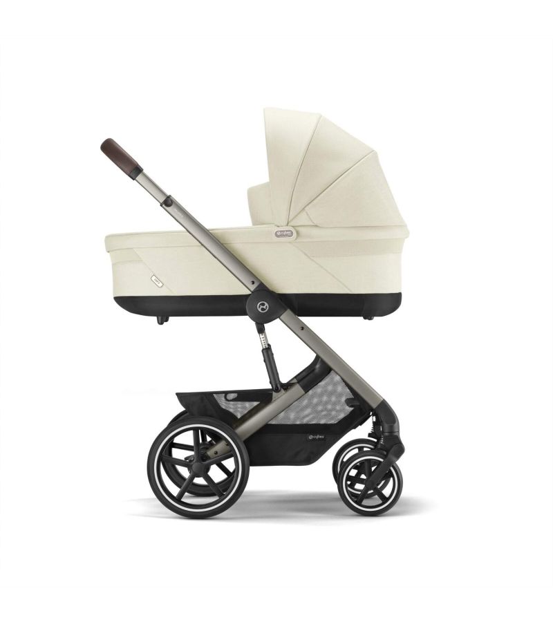 CYBEX Πολυκαρότσι 3in1 Balios S Lux 2024-2025 Taupe Frame Seashell Beige με κάθισμα Cloud G i-size Plus Moon Black με Βάση Isofix Base G