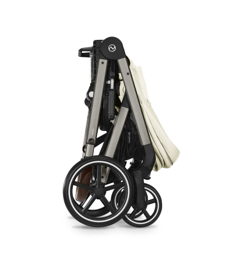 CYBEX Πολυκαρότσι 3in1 Balios S Lux 2024-2025 Taupe Frame Seashell Beige με κάθισμα Cloud G i-size Plus Moon Black με Βάση Isofix Base G
