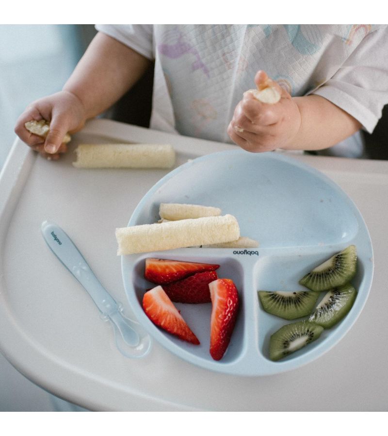 Πιάτο σιλικόνης BABYONO με βεντούζες και χωρίσματα Μπλε BN1482/01