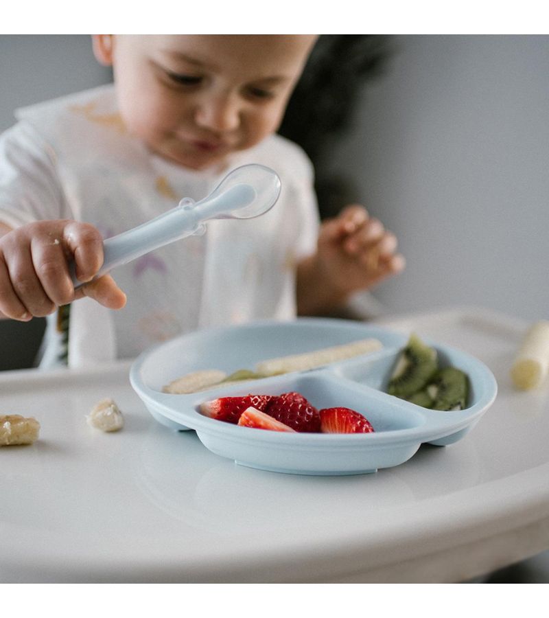 Πιάτο σιλικόνης BABYONO με βεντούζες και χωρίσματα Μπλε BN1482/01
