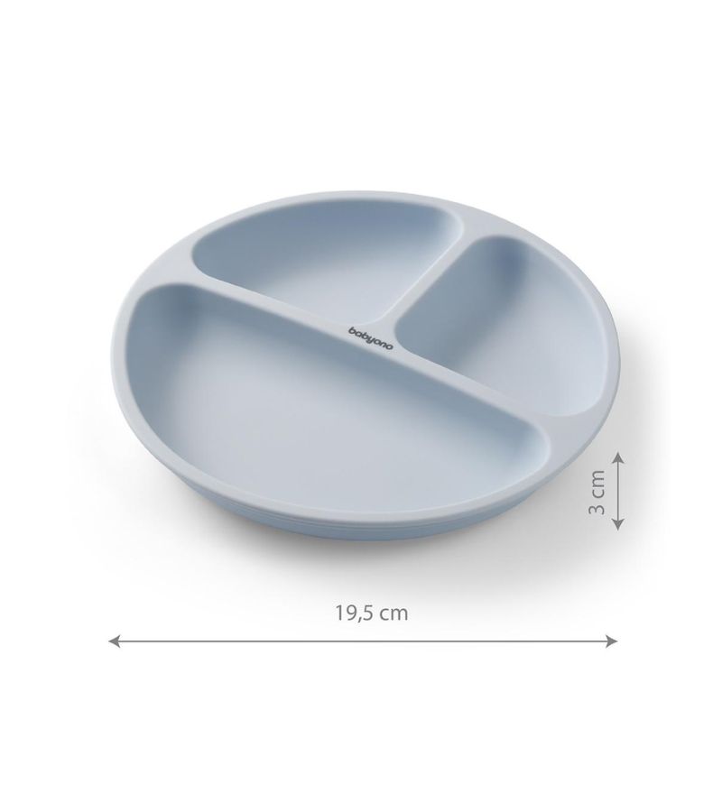 Πιάτο σιλικόνης BABYONO με βεντούζες και χωρίσματα Μπλε BN1482/01