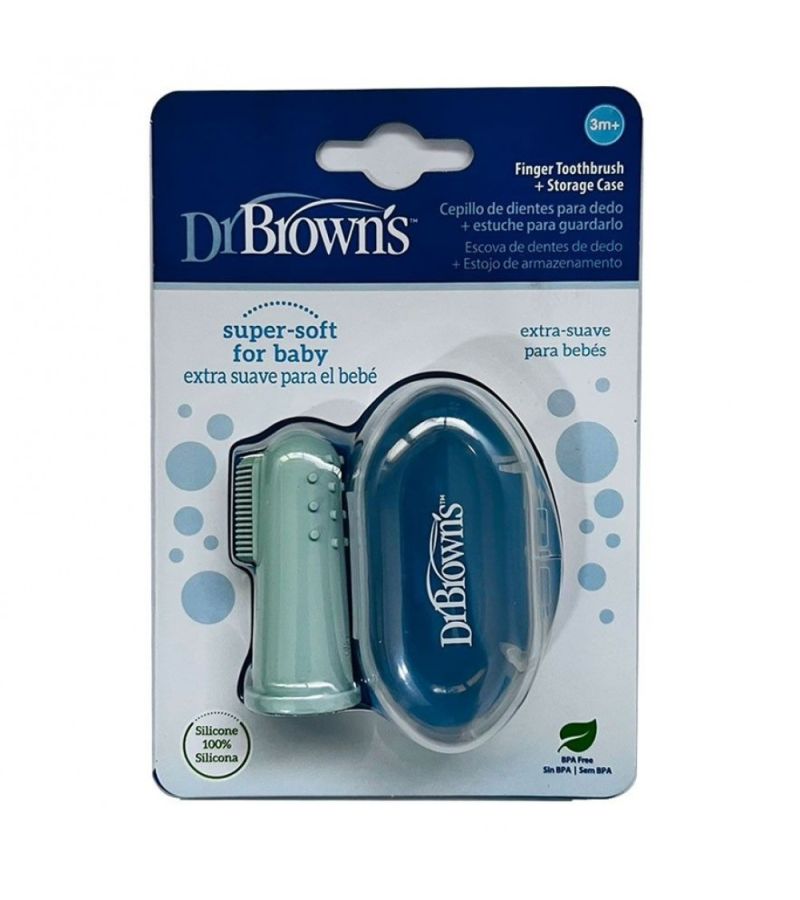 Βρεφική δακτυλική οδοντόβουρτσα σιλικόνης DR BROWN\'S Πράσινη HG126
