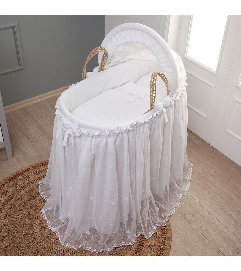 Καλαθούνα FUNNA BABY Premium White μαζί με ξύλινη βάση