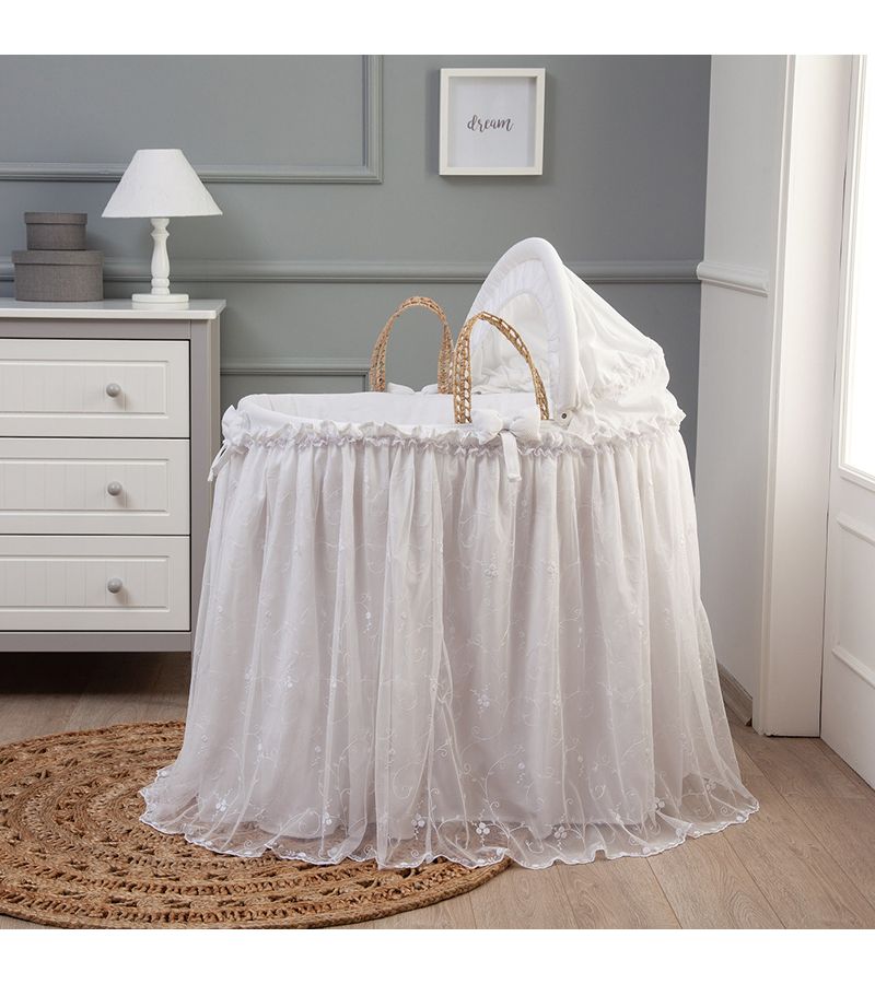 Καλαθούνα FUNNA BABY Premium White μαζί με ξύλινη βάση