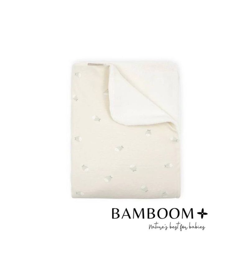 Κουβέρτα από μπαμπού και οργανικό βαμβάκι και πανάκι BAMBOOM Fishes 75x100cm