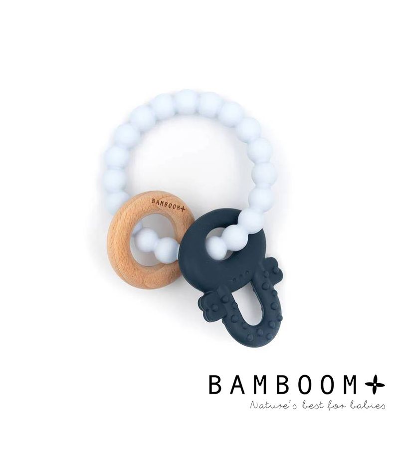 Μασητικός Κρίκος Οδοντοφυίας BAMBOOM Wood N Silicone Azzurro CAA82506-03
