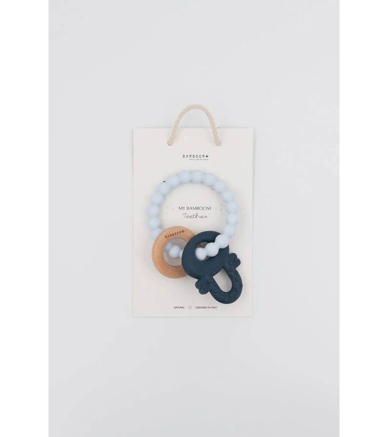 Μασητικός Κρίκος Οδοντοφυίας BAMBOOM Wood N Silicone Azzurro CAA82506-03