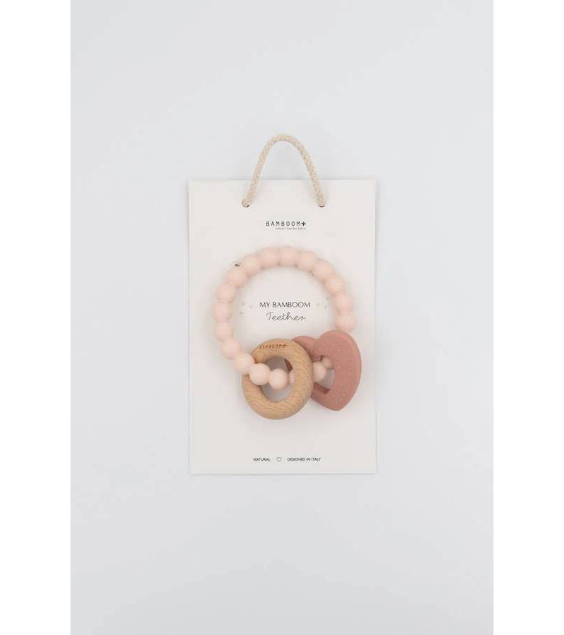 Μασητικός Κρίκος Οδοντοφυίας BAMBOOM Wood N Silicone Rosa CAA82507-04