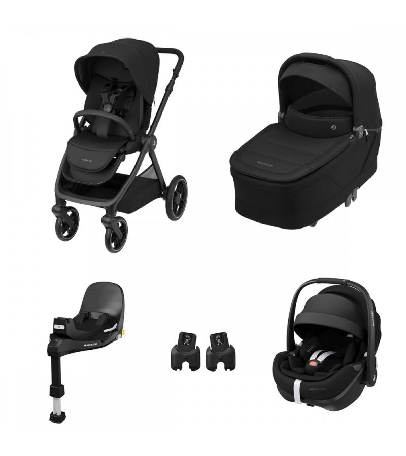 Πολυκαρότσι 3 σε 1 MAXI COSI Oxford Twillic Black με ΔΩΡΟ Βάση Family FIX 360 pro