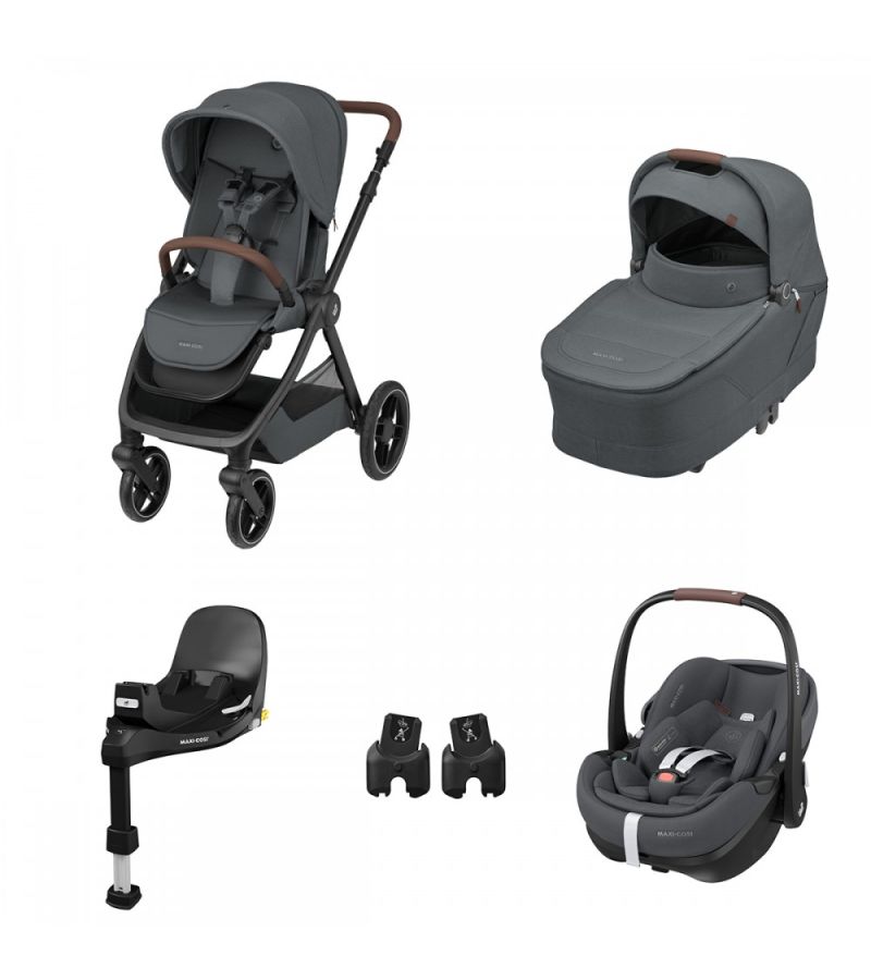Πολυκαρότσι 3 σε 1 MAXI COSI Oxford Twillic Graphite με ΔΩΡΟ Βάση Family FIX 360 pro