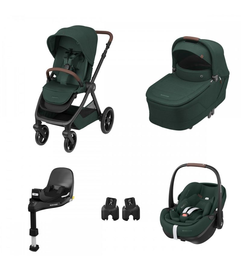 Πολυκαρότσι 3 σε 1 MAXI COSI Oxford Twillic Green με ΔΩΡΟ Βάση Family FIX 360 pro