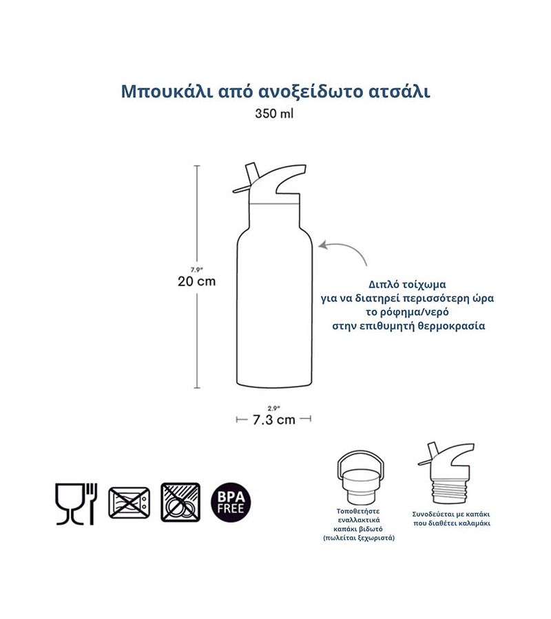 A little lovely company Μπουκάλι με διπλό τοίχωμα από ανοξείδωτο ατσάλι 350ml Strawberries DBSSST69