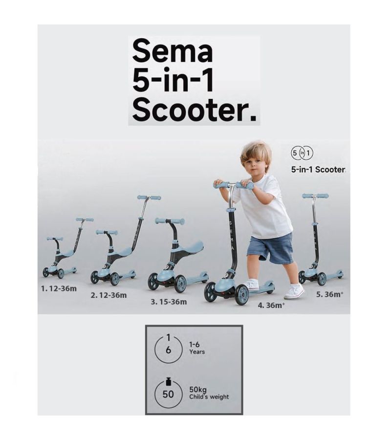 QPlay Sema 5in1 Scooter Πατίνι Μπλε 01-1212066-02