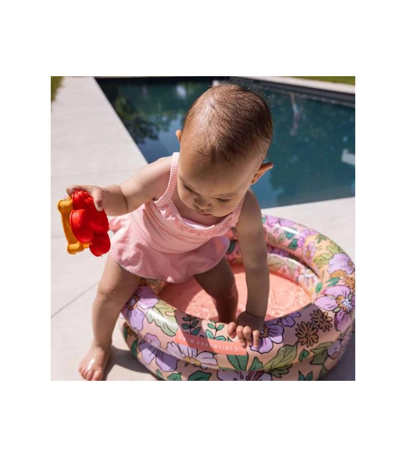 SWIM ESSENTIALS Φουσκωτή πισίνα Ø60εκ. με δύο αεροθαλάμους για μωρά από 0 μηνών - Pink Blossom SWE-2022SE316