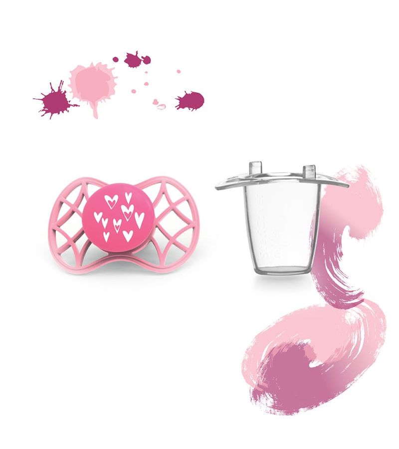 Ορθοδοντική Πιπίλα σιλικόνης με προστατευτικό κάλυμμα θηλής 6m+ NUVITA 7084 Air55 Pink Yarrow NU-ALPF0058