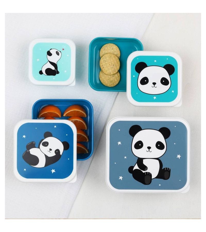 Σετ 4 δοχεία φαγητού Lunch & Snack Box Panda A LITTLE LOVELY COMPANY SBSEPA19