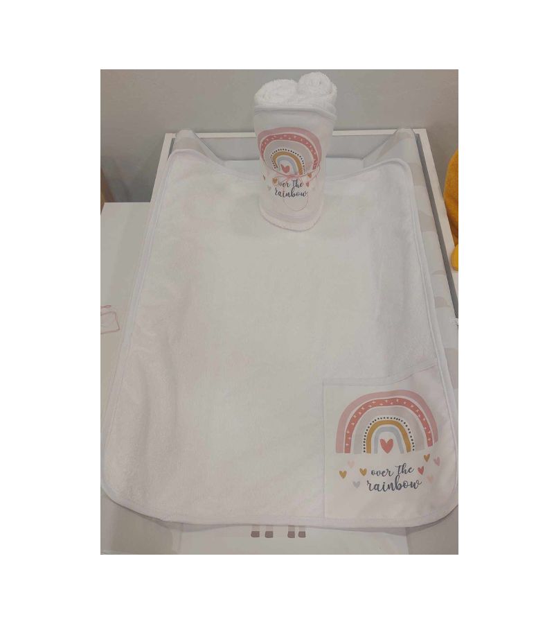 Σελτεδάκι BONJOUR BEBE 50x70cm με τσέπη για πάνες Over The Rainbow
