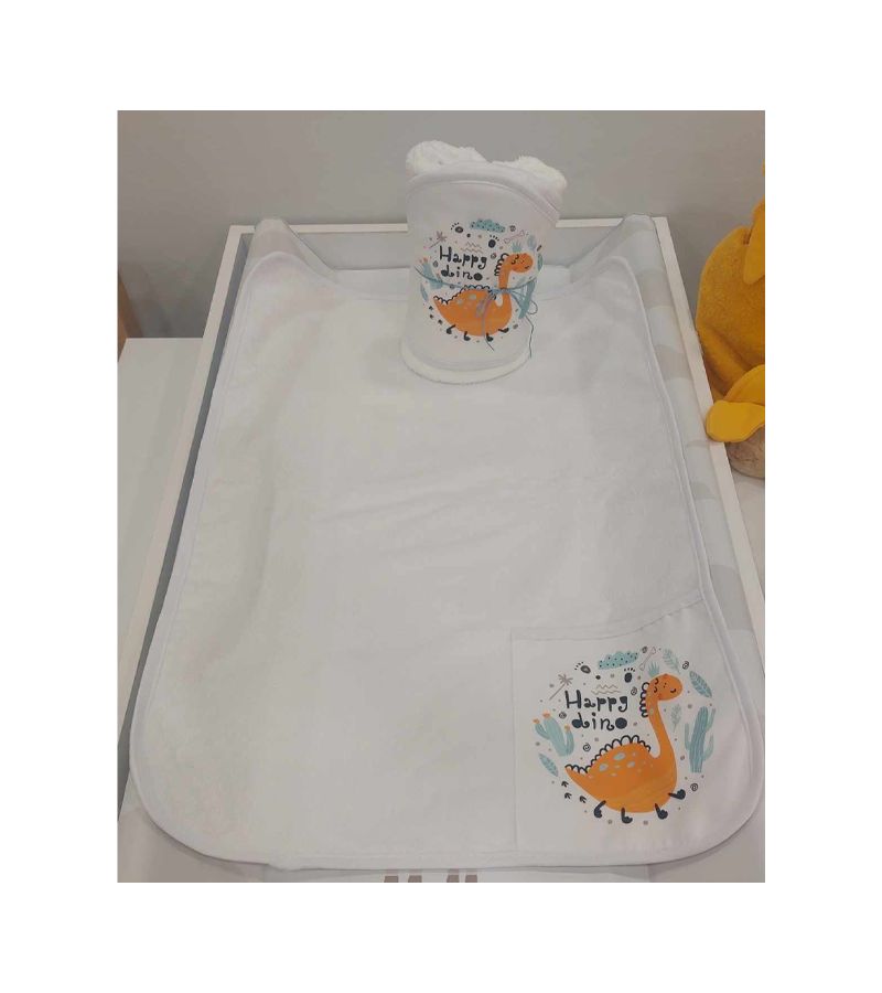 Σελτεδάκι BONJOUR BEBE 50x70cm με τσέπη για πάνες Happy Dino