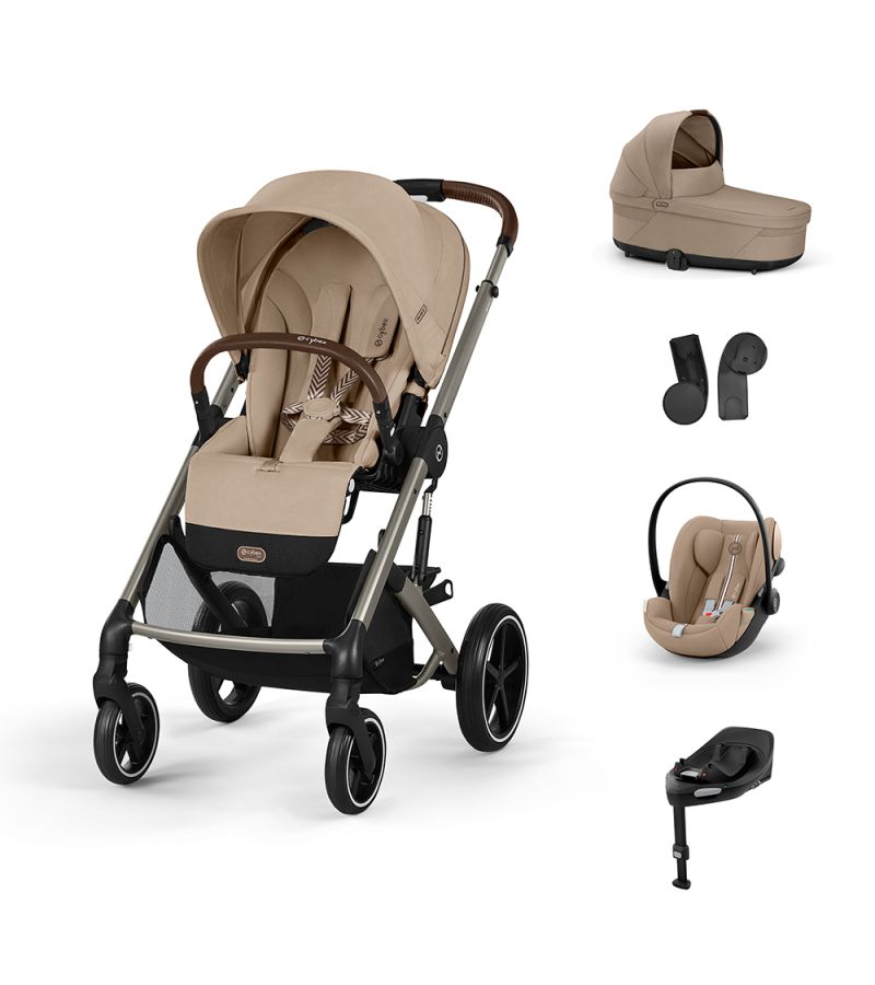 CYBEX Πολυκαρότσι 3in1 Balios S Lux 2024-2025 Taupe Frame Almond Beige με κάθισμα Cloud G i-size Plus Almond Beige με Βάση Isofix Base G