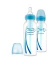 Μπιμπερό πλαστικό με στενό λαιμό DR BROWN\'S Natural Flow Options 250ml 2 τεμ Μπλέ WB82405
