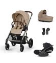CYBEX  Πολυκαρότσι 3in1 Balios S Lux 2024-2025 Taupe Frame Almond Beige με κάθισμα Cloud T i-size