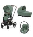 CYBEX  Πολυκαρότσι 3in1 Priam Rosegold Leaf Green με κάθισμα Cloud T i-size