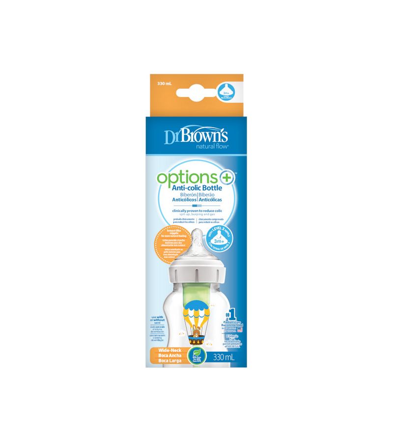 Μπιμπερό πλαστικό με φαρδύ λαιμό DR BROWN\'S Options+ 330ml Λαγουδάκι WB111002 3+ μηνών