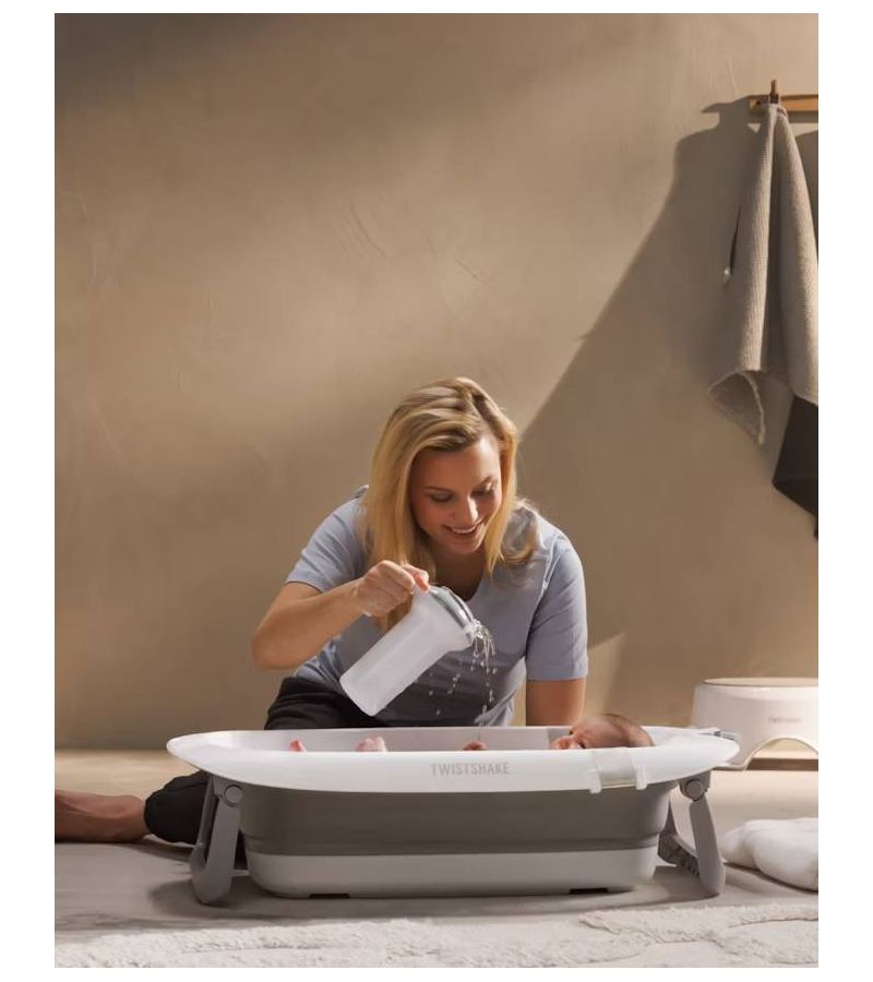 Πτυσσόμενο Βρεφικό Μπανάκι TWISTSHAKE Pastel Grey  με μεταλλική βάση Luxury Kit