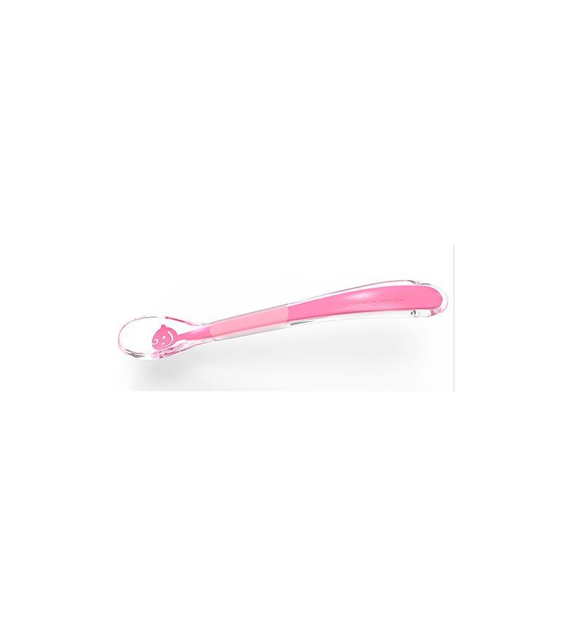 Κουταλάκι σιλικόνης μαλακού τύπου BABYONO Baby\'s Smile, χρώμα ροζ